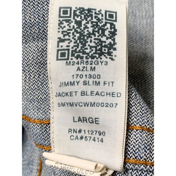 True Religion Jimmy Slim Fit Trucker Denim Jacket Bleached L  Mens  RV10314 - Picture 7 of 14